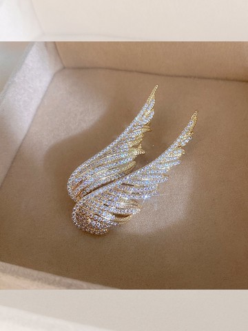 秋冬毛衣胸針年新款潮ins小眾高檔金色翅膀別針配飾防走光扣