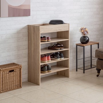 【TZUMii】德拉二格五層鞋櫃 淺橡木色 開放式鞋櫃 玄關櫃 收納櫃