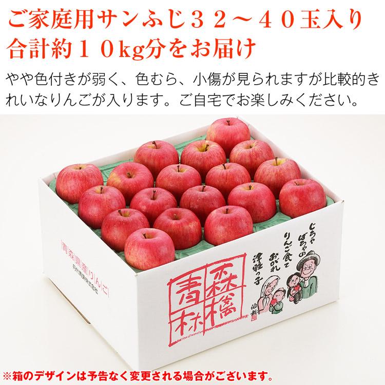 サンふじ 青森県産 ご家庭用 10kg 32〜40玉 りんご リンゴ 林檎 ふじりんご 青森りんご 産地直送 指定日不可 同梱不可 産直