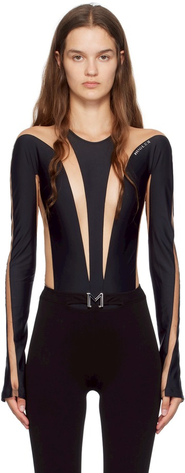 Mugler 黑色 & 米色拼接连体衣