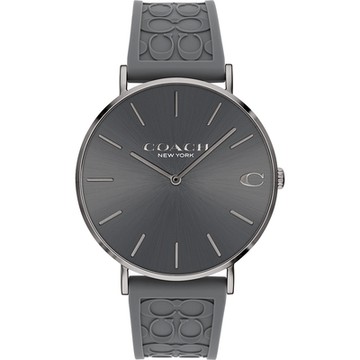COACH C字LOGO男錶 新年開運 送禮推薦-槍灰色矽膠帶/41mm CO14602635