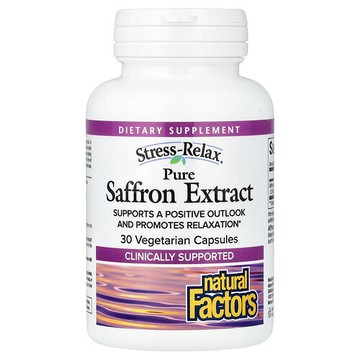 Natural Factors, 舒緩壓力，全天然番紅花提取物，30 粒素食膠囊