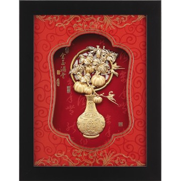 雅鑑鑫品金箔畫平安豐收系列 ~南瓜【金玉滿堂】...27x34cm