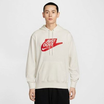 NIKE 長袖上衣 男 帽T AS M NK CLUB FT HDY JDI 米白紅 IF0692-133  (3S4740)