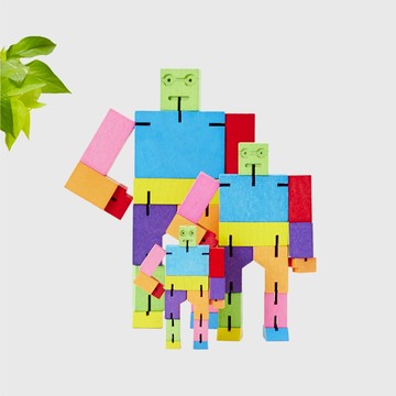 Areaware Cubebot 酷比人【酷炫彩三件組】迷你+小型+中型 木製變形積木機器人．益智玩具．兒童禮物推薦