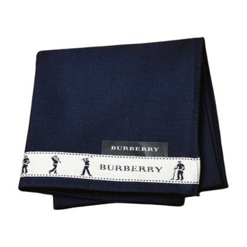 BURBERRY 人字紋高爾夫揮桿動態圖騰字母LOGO帕領巾(深藍/49CM)