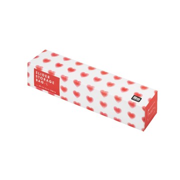 【日本霜山】印花風愛心滑扣夾鏈PE保鮮分裝袋-大款-60入