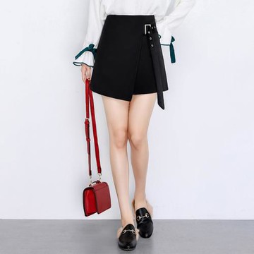 A字裙半身裙2025秋冬新款黑色毛呢不規則西裝包臀高腰a字短裙女秋