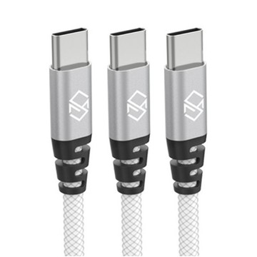 SINJIMORU Type-C網眼快速充電線 3m 白色  3條