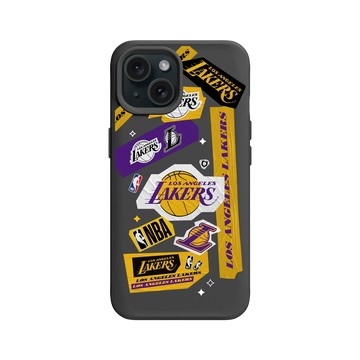 iPhone 15 SolidX 黑 - NBA - 拼貼系列-洛杉磯湖人 L.A. Lakers - Collage
