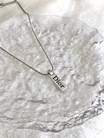 【日本直送 名牌中古包】Christian Dior 克裡斯汀‧迪奧 項鍊 銀色 標誌飾牌 vintage 古董 a8e74p