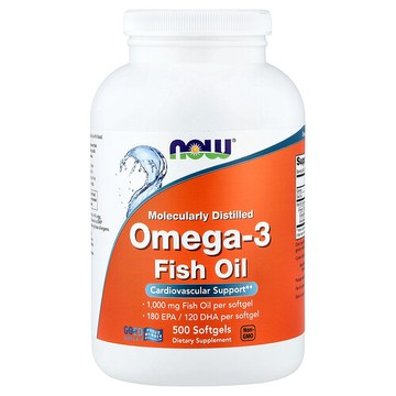 NOW Foods, Omega-3 魚油，1000 毫克，500 粒軟膠囊