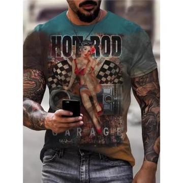 Casual 3D printed plus-size T-shirt  休閑3D印花大碼圓領T恤衫