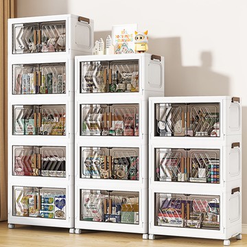 【Mr.Box】50面寬摺疊雙開門五層收納櫃-附滑輪