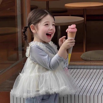 Baby童衣 兒童春季蕾絲蝴蝶結吊帶三件套 女童韓版甜美外出套裝 牛仔闊腿褲 【預購】