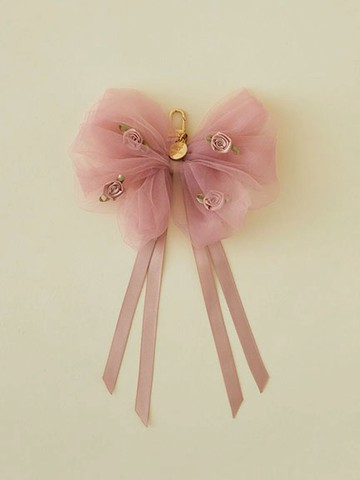 柔美玫瑰薄紗蝴蝶結造型吊飾(08000394500) - Maison de FLEUR