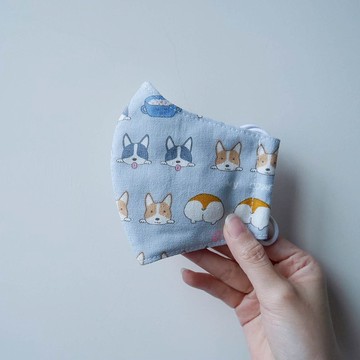 藍灰科基屁股純棉立體口罩-可寄國外