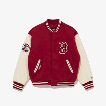 NEW ERA 男女 韓版外套 AP MLB Patched Varsity JK53 波士頓紅襪 紅 NE14742028