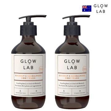 1+1 心意加倍 纽西蘭GLOW LAB植物精油沐浴露900ml-椰子檀香，共2入(國際航空版)