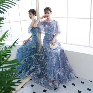 艾琳婚紗禮服~071031-11宴會晚禮服新款優雅演出年會主持蕾絲披肩禮服~ 3件免運-Misaki精品