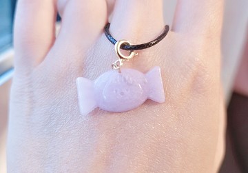 【親翠】天然翡翠 冰滿紫一刀切糖菓手雕項鍊 | 甜甜可愛風