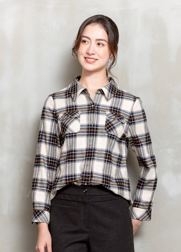 閱讀圖鑑法蘭絨翻領格紋襯衫