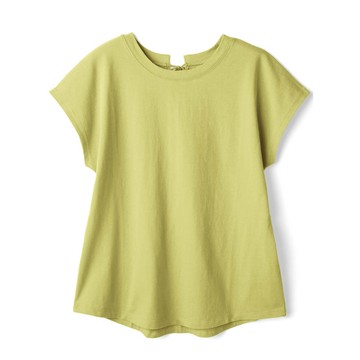 日本 GRL - 背後綁帶清爽圓領法式袖上衣-黃綠 (F)