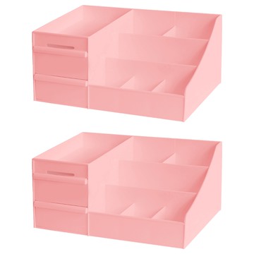 RYSTARS 化妝品收納盒 中(28 x 17 x 12cm)  2個  北歐粉