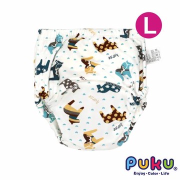 PUKU藍色企鵝 棉柔學習尿布褲_童趣小木馬 (L)