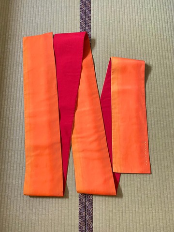 橘桃漸層雙色半幅帶