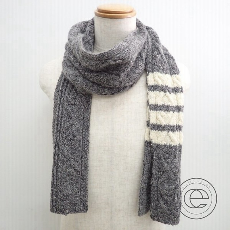 Thom Browneトムブラウン ケーブルニット ロングマフラー グレー メンズ 通販 Lineポイント最大0 5 Get Lineショッピング