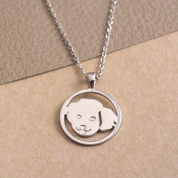 寵物肖像純銀項鍊-小狗造型
