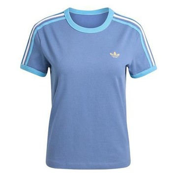 Adidas 短袖上衣 女裝 三條線 修身 藍 KE9385