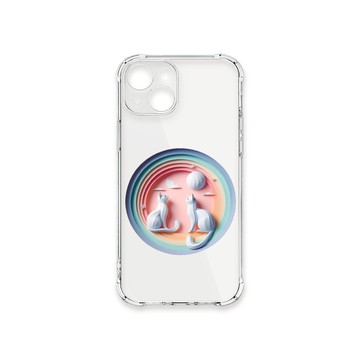 iPhone 15 殼 TRON IPhone 15 可愛紙雕貓咪 四角防摔殼 手機殼