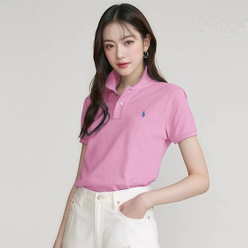 Polo Ralph Lauren RL 熱銷刺繡小馬短袖Polo衫(女)-粉色