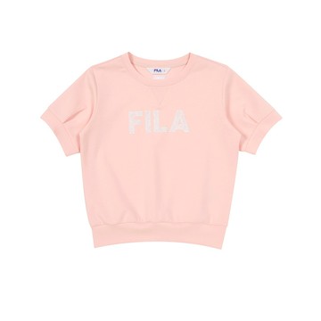 FILA KIDS 女童短袖圓領T恤-粉紅霜 5TEA-4446-PK
