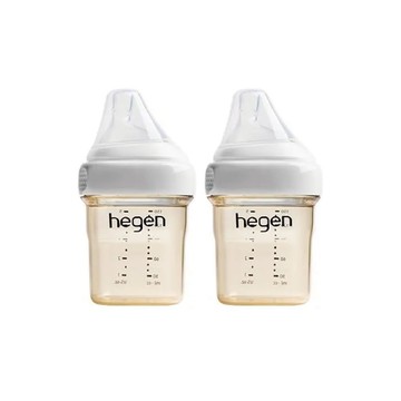 Hegen 金色奇蹟PPSU多功能方圓型寬口奶瓶150ml(雙瓶組)-象牙白【佳兒園婦幼館】