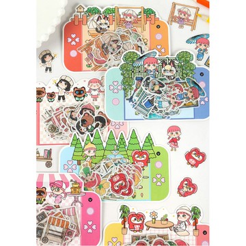 🍋檸檬青🍋清倉現貨我的小夥伴系列可愛卡通貼紙6款40枚入手撕貼紙包手帳裝飾素材