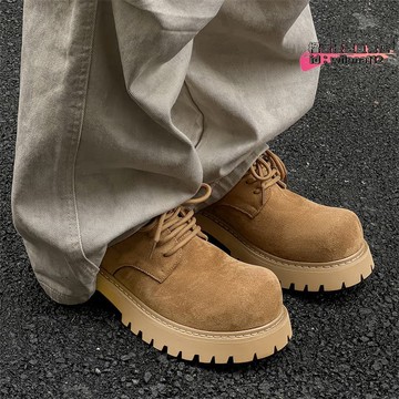 【台灣現貨】德比男款2024新款低幫男復古工靴厚底增高透氣皮1160-j