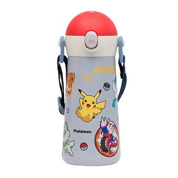 LILFANT 不鏽鋼直飲保溫水壺 雙層壁設計 一鍵開啟 肩帶  寶可夢  460ml  1個