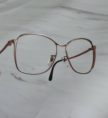 古董眼鏡 桃金色圓弧鏡面金屬鏡框  普普年代 老品全新