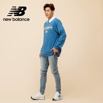 【New Balance】圓領薄長袖上衣_男性_藍色_MT51926SET
