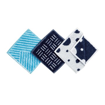 DPILLOW 抗菌除臭手帕3件組 12.5x25cm 聚酯纖維  深藍色 + 淺藍色 + 白色  1組