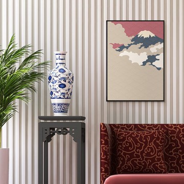 雲氣迷漫的富士山II- 日式富士山/浮世繪/日式無印/客廳裝飾畫