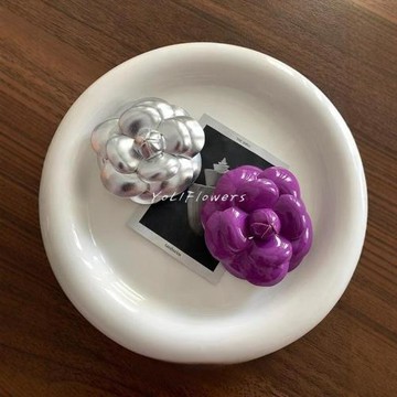 全6.8cm王一博同款時尚金色皮面山茶花胸針高端超定型胸花小香花