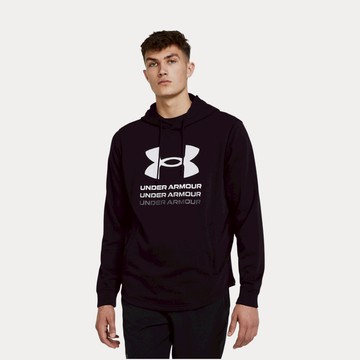 UA 男 Rival Terry 印花長袖帽T 熱銷商品