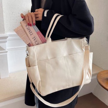 韓國原創帆布袋單肩包女休閑百搭手提包女公文包校園補課書包教師