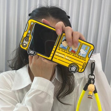 立體卡通巴士史努比適用三星galaxyZFlip6手機殼zflip5折疊屏手機套創意個性zflip4手鏈w23 flip套zflip3硬殼