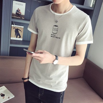 FINDSENSE H1 2018 夏季 新款  簡約 圓領 百搭 短袖 修身 T恤 潮流 時尚 男短袖