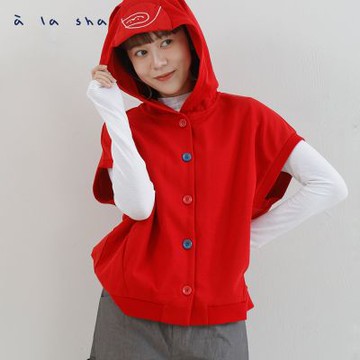 a la sha 連帽外搭無袖上衣